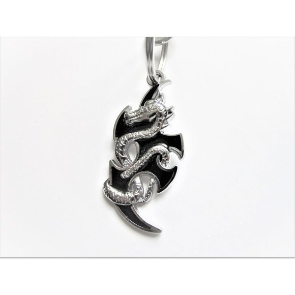 Stainless steel dragon pendant key chain - curved dragon key chain dragon charm - Picture 5 of 5